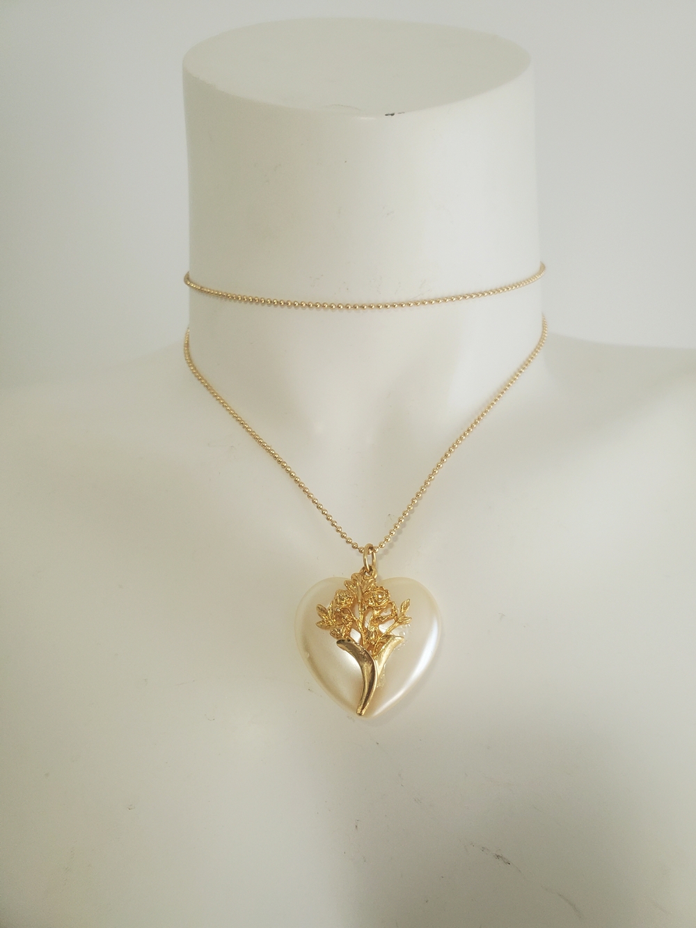 Gold and Pearl Heart Pendant Necklace - Women's Jewelry